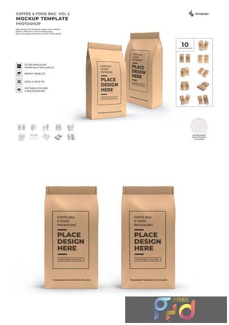Food Paper Bag Mockup Template Set Vol 2