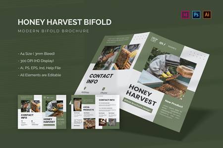 FreePsdVn.com 2109480 TEMPLATE honey harvest bifold brochure zdgbsfy cover
