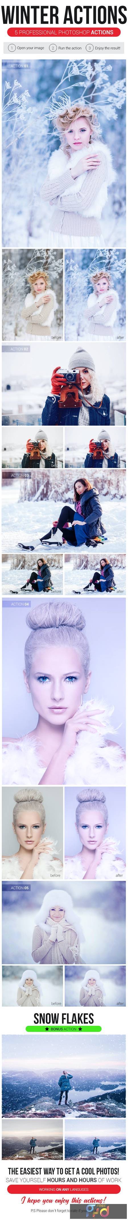 5 Professional Winter Actions + Snow Flakes Action 21058724 1
