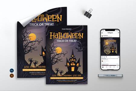 FreePsdVn.com 2111410 TEMPLATE halloween trick or treat flyer poster ig as 9gn5k3f cover