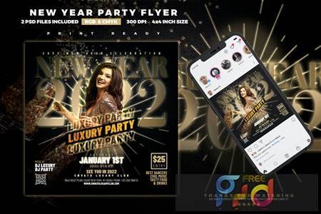 Freepsdvn.com 2201102 Template New Year Party Flyer Luxury Party Wmpahlg