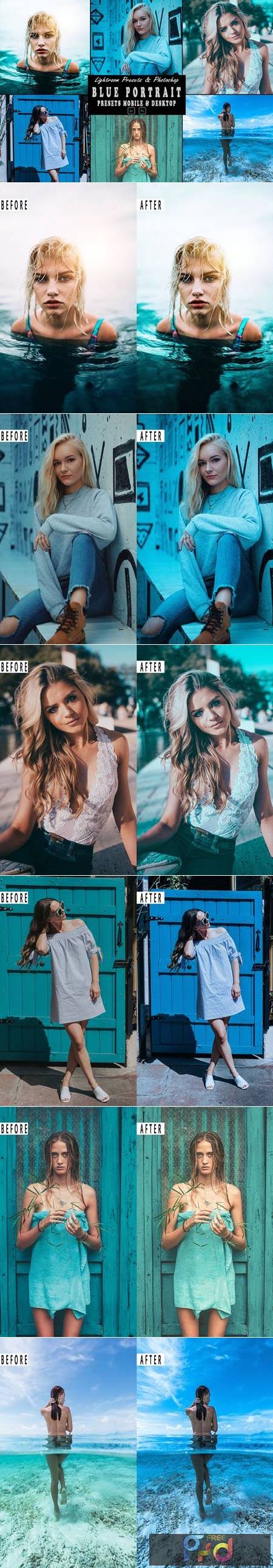 Blue Portrait Photoshop Action & Lightrom Presets XYPH3DD 1