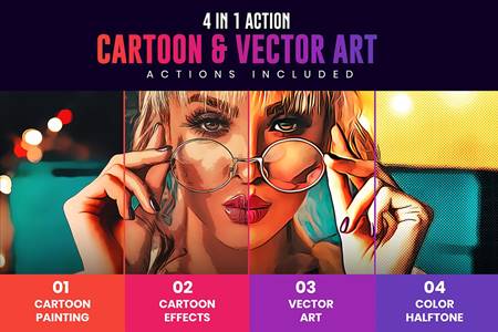 Freepsdvn.com 2202048 Action 4in1 Cartoon Vector Art Ps Action 6789030 Cover