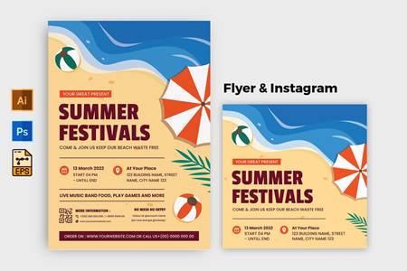 Freepsdvn.com 2202098 Template Summer Festival In Beach Flyer Instagram Post Fxt45jp Cover