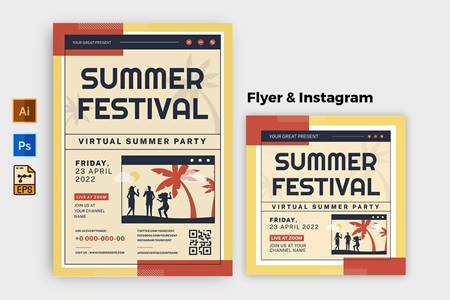 FreePsdVn.com 2202108 TEMPLATE virtual summer festival flyer instagram post awhc3ey cover