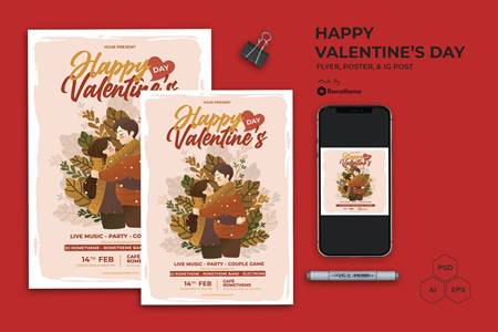Freepsdvn.com 2202259 Template Happy Valentines Day Flyer Poster Ig As Xy8hhhx Cover