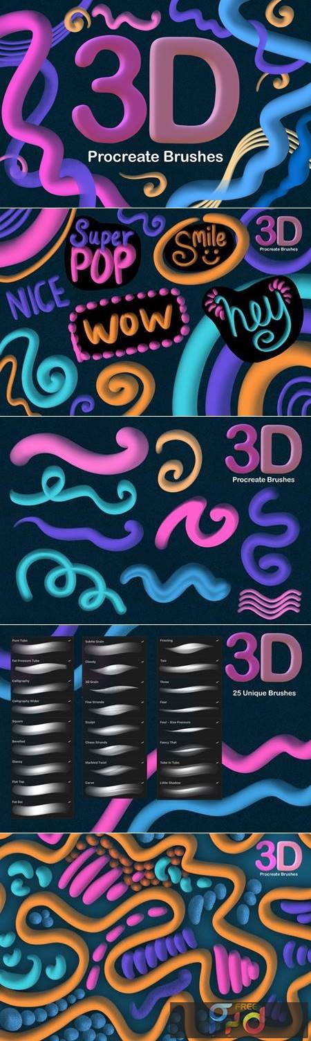 3D Pop Procreate Brushes JAF3CAG 1