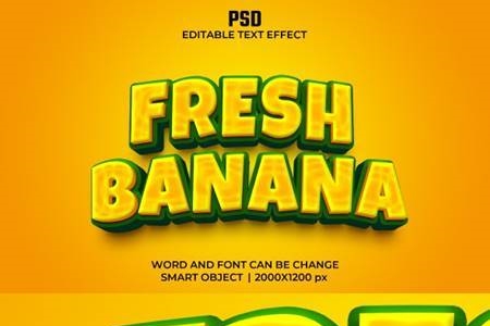 Freepsdvn.com 2203268 Mockup Fresh Banana 3d Editable Text Effect Psd With Background 36349711 Cover