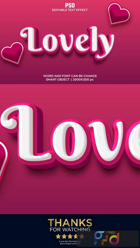 Lovely 3d Editable Text Effect Style PSD with Background 36343951 1