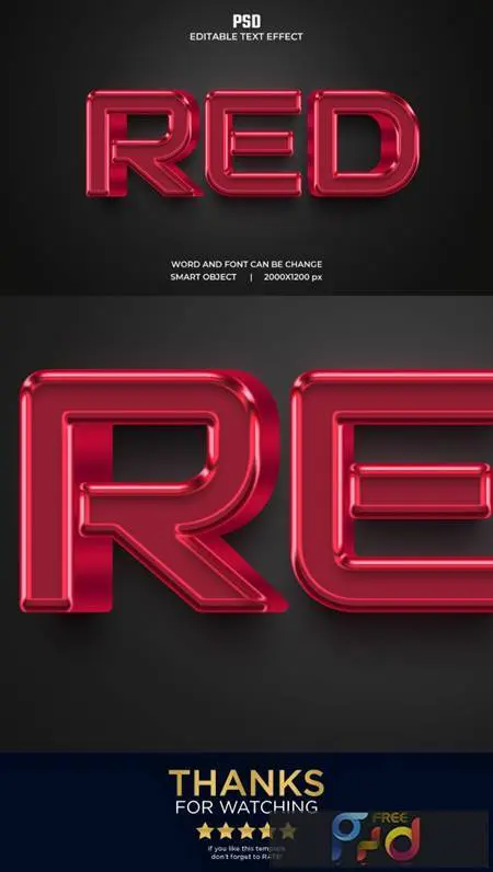 Red 3d Editable Text Effect PSD with Background 36351309 - FreePSDvn