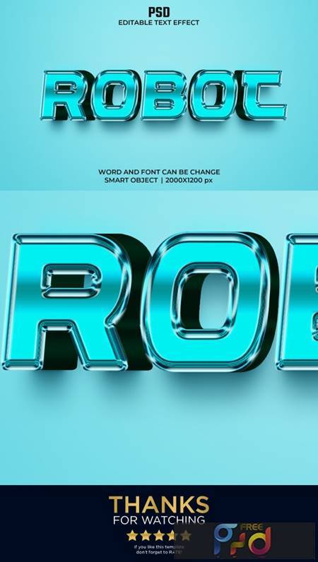 Robot 3d Editable Text Effect Style PSD with Background 36344001 1
