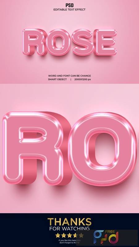 Rose 3d Editable Text Effect Style PSD with Background 36351490 1