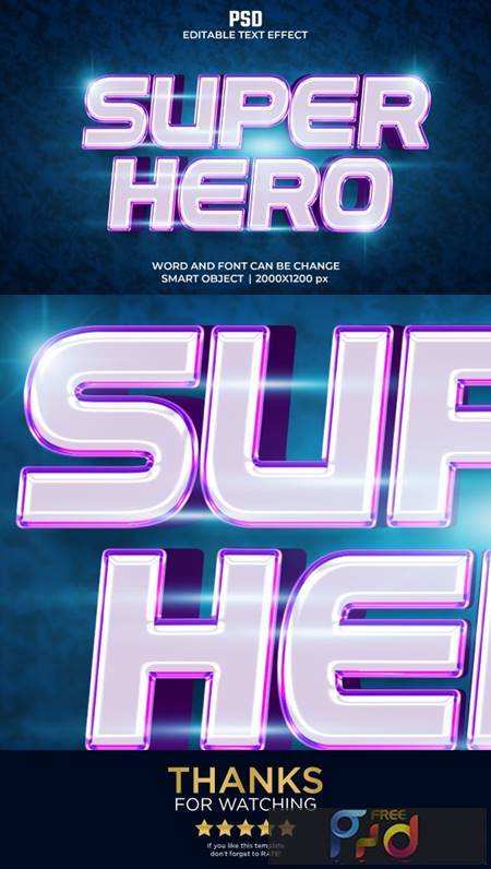 Super hero 3d Editable Text Effect Premium PSD with Background 36349634 1