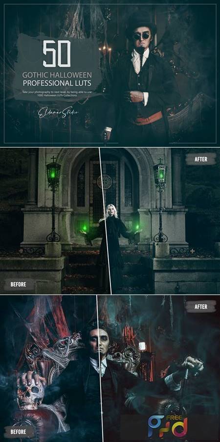 50 Gothic Halloween LUTs and Presets Pack H9D9BWH 1
