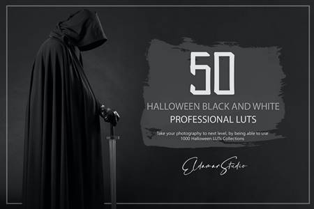 FreePsdVn.com 2204022 PRESET 50 halloween black and white luts and presetspack wm4cdbs cover