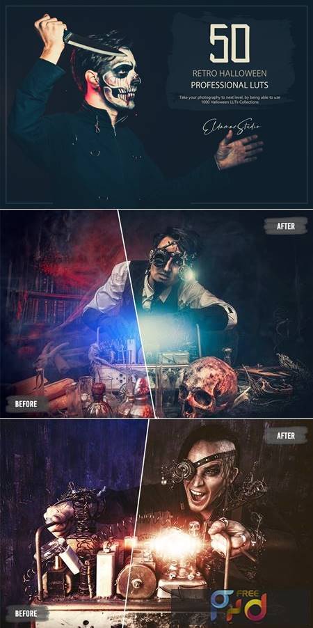 50 Retro Halloween LUTs and Presets Pack ZY2PBVG 1