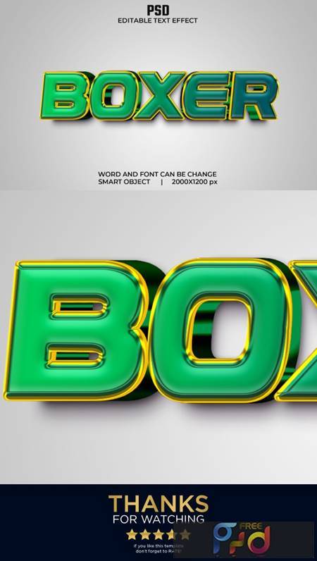 Boxer 3d Editable Text Effect Style Premium PSD with Background 36616205 1
