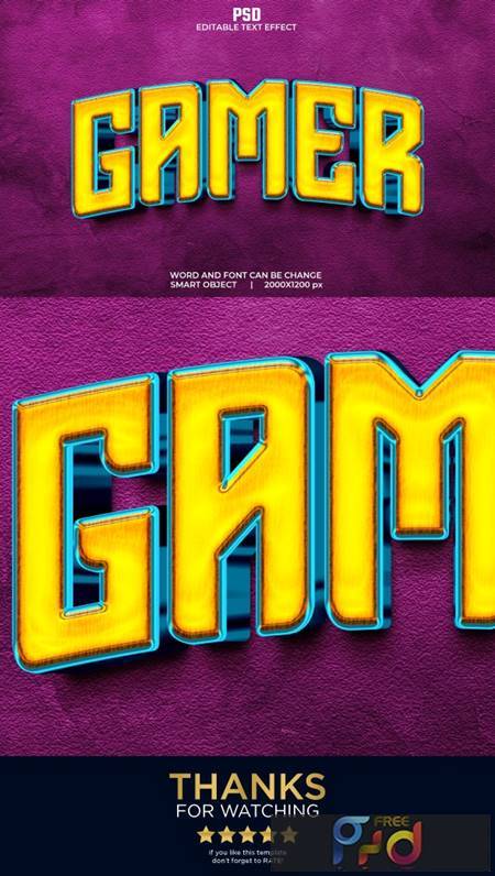Gamer Colorfull 3d Editable Text Effect Premium PSD with Background 36615933 1