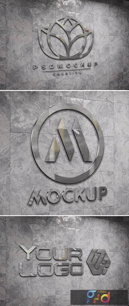 Logo Mockup on Underground Wall with 3D Glossy Metal Effect 484749370 1