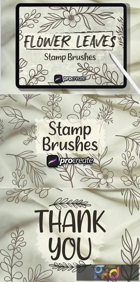 Flower Leaves Brush Stamp GRR2D65 1
