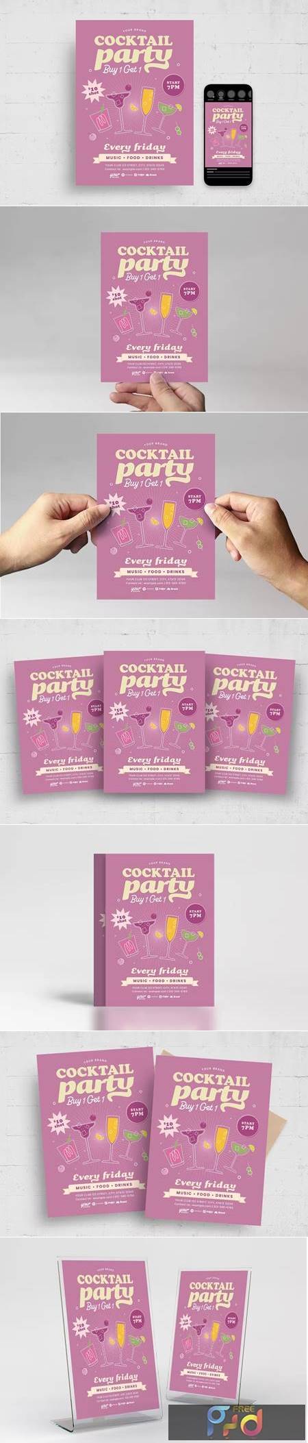 Retro Cocktail Party Flyer Template N4H9K8E 1