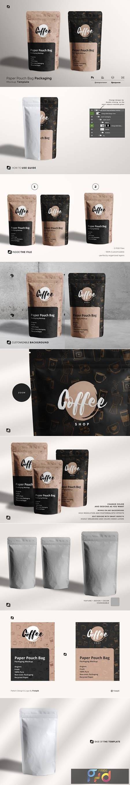 Paper Pouch Bag Packaging Mockup 6504939 1