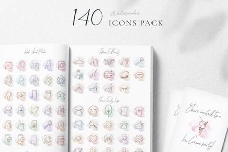 FreePsdVn.com 2205162 STOCK 140 watercolor icons pack 28872573 cover