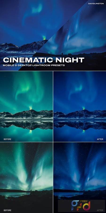 Cinematic Night Lightroom Presets & LUTs 27P6YRJ 1