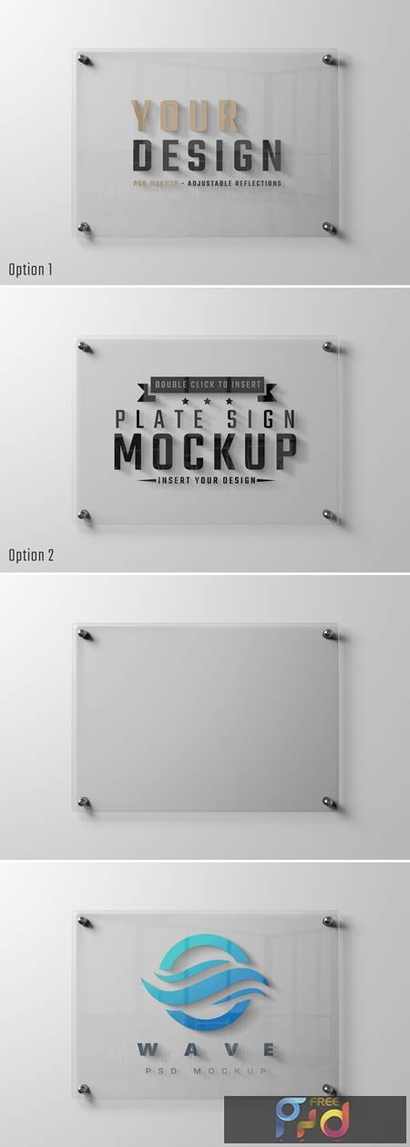 Glass Sign Plate on White Wall Mockup 489051789 1
