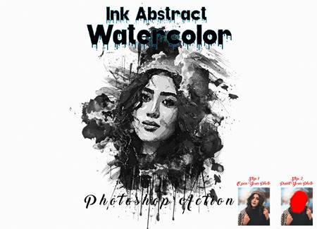 Freepsdvn.com 2205291 Action Ink Abstract Watercolor Ps Action 7181104 Cover