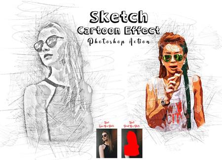 FreePsdVn.com 2205429 ACTION sketch cartoon effect ps action 7209454 cover