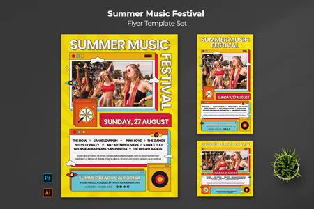 FreePsdVn.com 2206131 TEMPLATE summer music flyer set 8mtpt4k cover