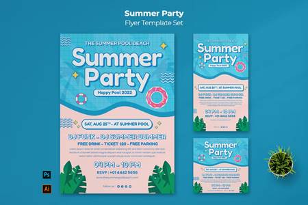 FreePsdVn.com 2208055 TEMPLATE summer party flyer set template hmmf65t 1