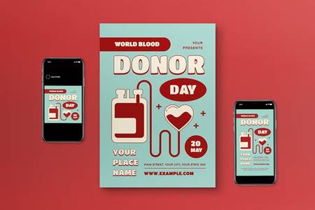 Freepsdvn.com 2208210 Template World Blood Donor Day Flyer Set Tev8wck Cover