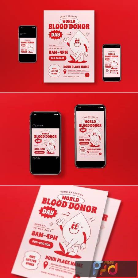 World Blood Donor Day Flyer Set YJNNRSZ 1