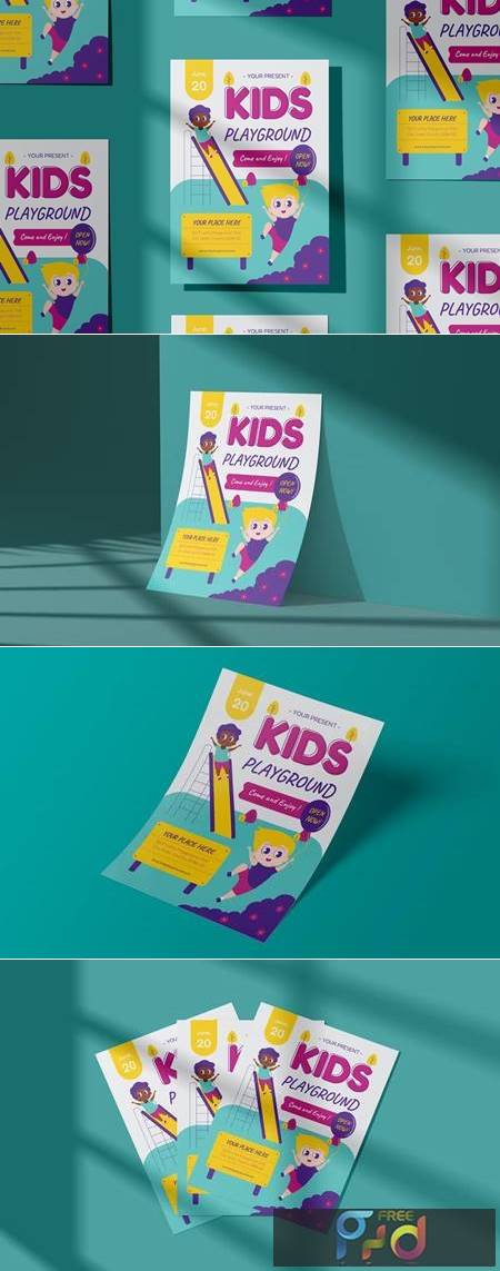 Cute Vector Kids Playground Flyer Template 019 T85KDVS 1