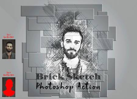 FreePsdVn.com 2208493 ACTION brick sketch photoshop action 7407323 cover