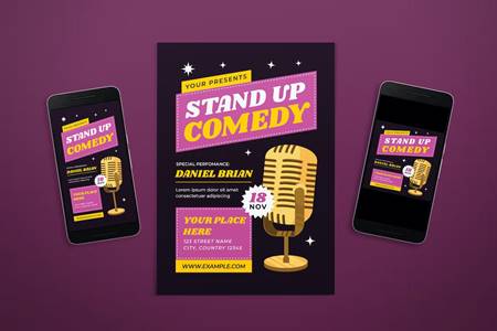 Freepsdvn.com 2209101 Template Stand Up Comedy Flyer Rqk89cx Cover