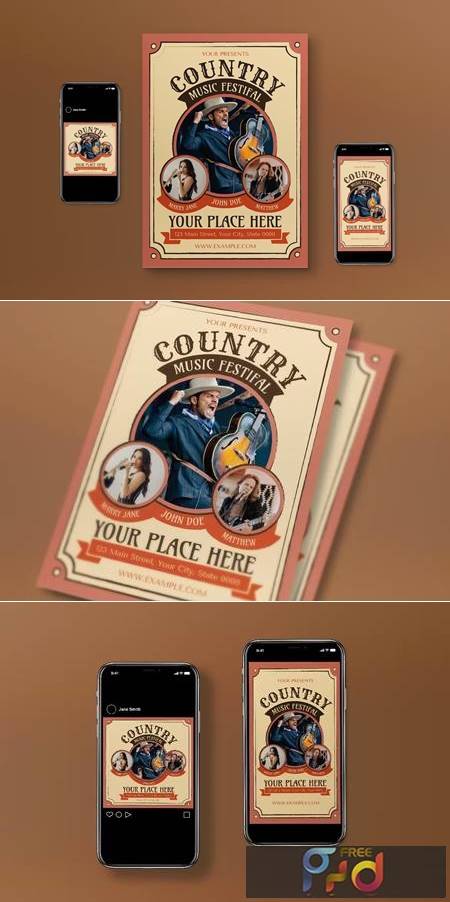 Brown Vintage Country Music Flyer Set ACWFCYJ 1