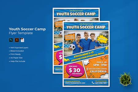 FreePsdVn.com 2209200 TEMPLATE youth soccer camp flyer template hwaq8dp cover