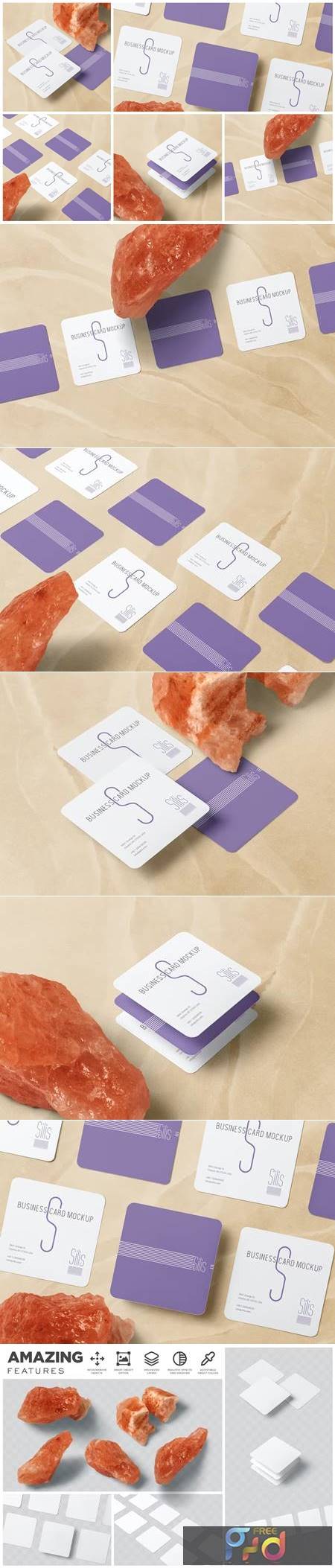 Rounded Square Business Card Mockups 4RSD7VR 1