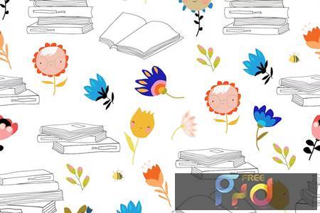 Vector Seamless Pattern with Books M2MLQT6 1