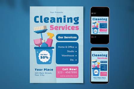FreePsdVn.com 2210125 TEMPLATE cleaning service flyer set 3h3g9n4 cover