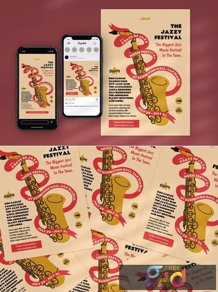 Jazz Music Festival Saxophone Flyer and Instagram YJ5924N 1