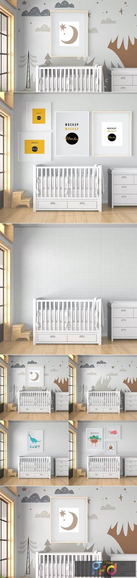 Baby Room with Mural Wall and Frames Mockup C83UZKH 1