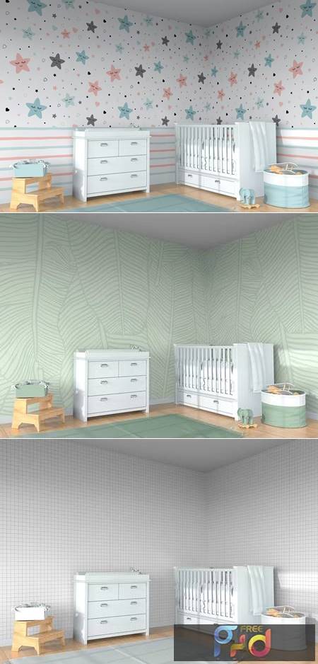 Wall Mural Mockup in Baby's Room RMHHBMV 1