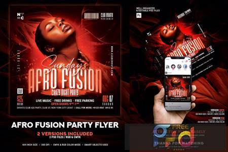 Afro Fusion Party Flyer K53D8DD 1