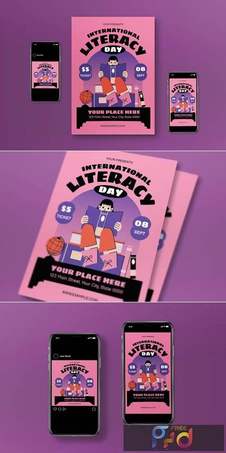 International Literacy Day Flyer Set YMJFBVX 1