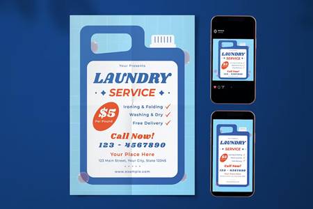 FreePsdVn.com 2210516 TEMPLATE laundry service flyer set wztnj2z cover