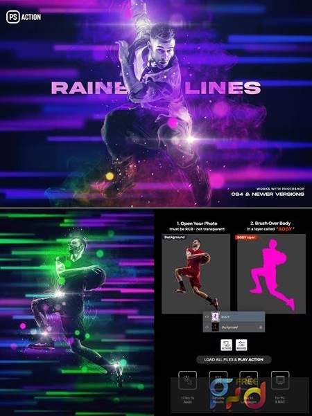 Rainbow Lines Photoshop Action JW9CNNU 1